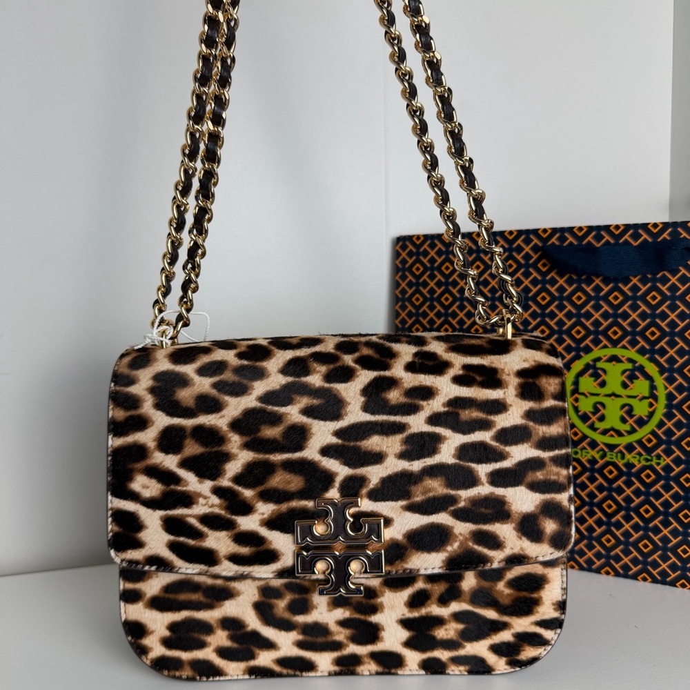 NWT Tory Burch Britten Leopard Print Crossbody Bag